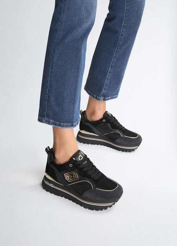 Black platform sneakers