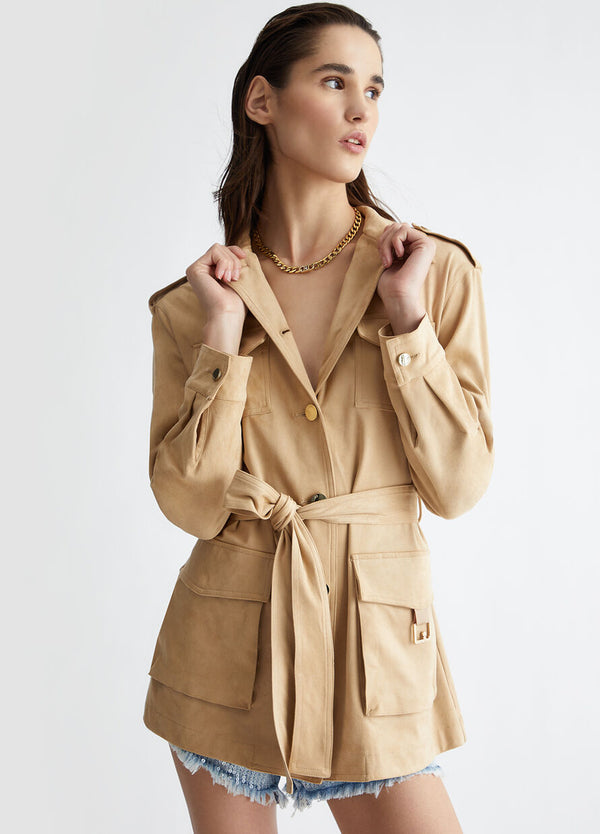 Stretch jacket camel